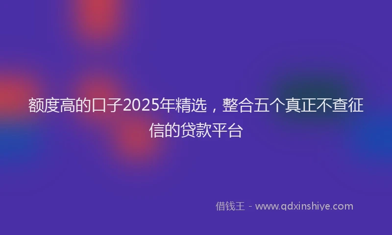 额度高的口子2025年精选，整合五个真正不查征信的贷款平台
