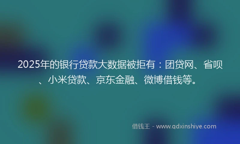 2025年的银行贷款大数据被拒有：团贷网、省呗、小米贷款、京东金融、微博借钱等。