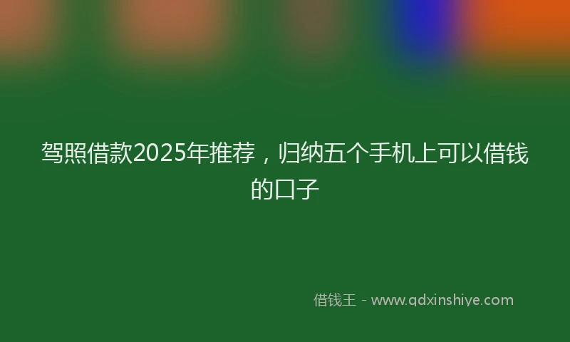 驾照借款2025年推荐，归纳五个手机上可以借钱的口子