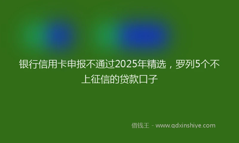 银行信用卡申报不通过2025年精选，罗列5个不上征信的贷款口子