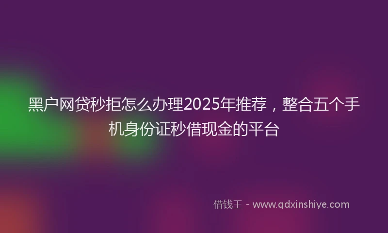 黑户网贷秒拒怎么办理2025年推荐，整合五个手机身份证秒借现金的平台