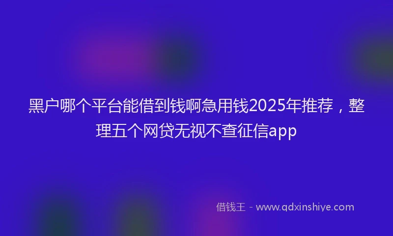 黑户哪个平台能借到钱啊急用钱2025年推荐，整理五个网贷无视不查征信app