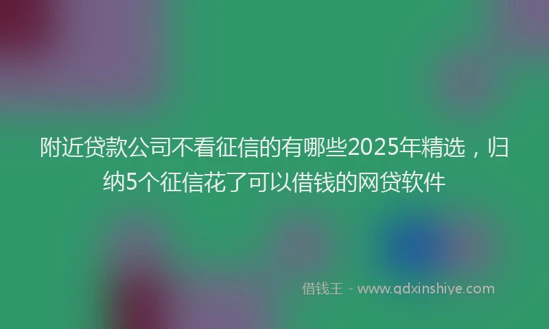 附近贷款公司不看征信的有哪些2025年精选，归纳5个征信花了可以借钱的网贷软件