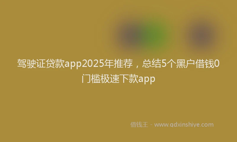 驾驶证贷款app2025年推荐，总结5个黑户借钱0门槛极速下款app