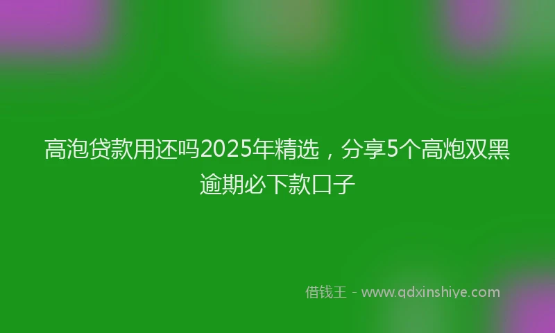 高泡贷款用还吗2025年精选，分享5个高炮双黑逾期必下款口子