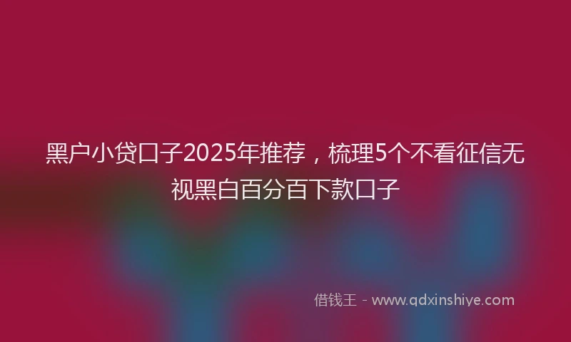 黑户小贷口子2025年推荐，梳理5个不看征信无视黑白百分百下款口子