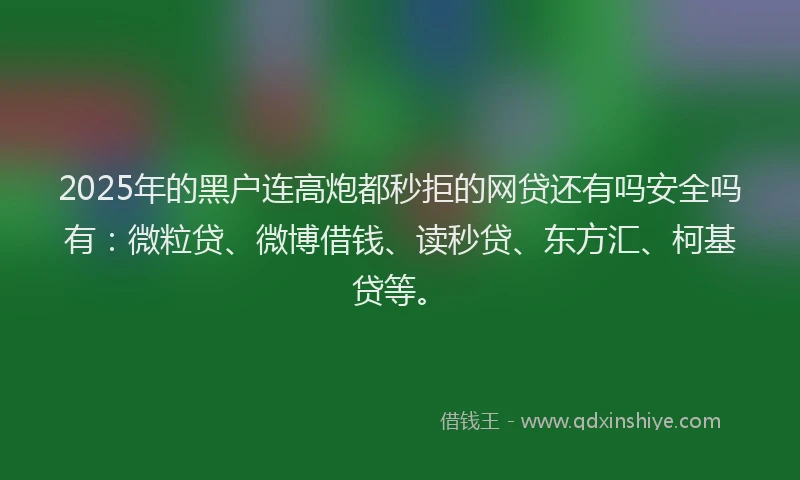 2025年的黑户连高炮都秒拒的网贷还有吗安全吗有：微粒贷、微博借钱、读秒贷、东方汇、柯基贷等。