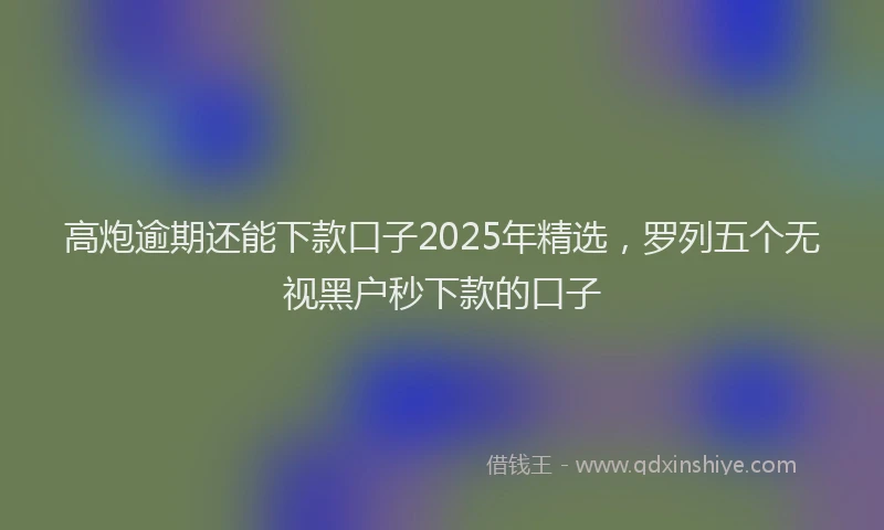 高炮逾期还能下款口子2025年精选，罗列五个无视黑户秒下款的口子