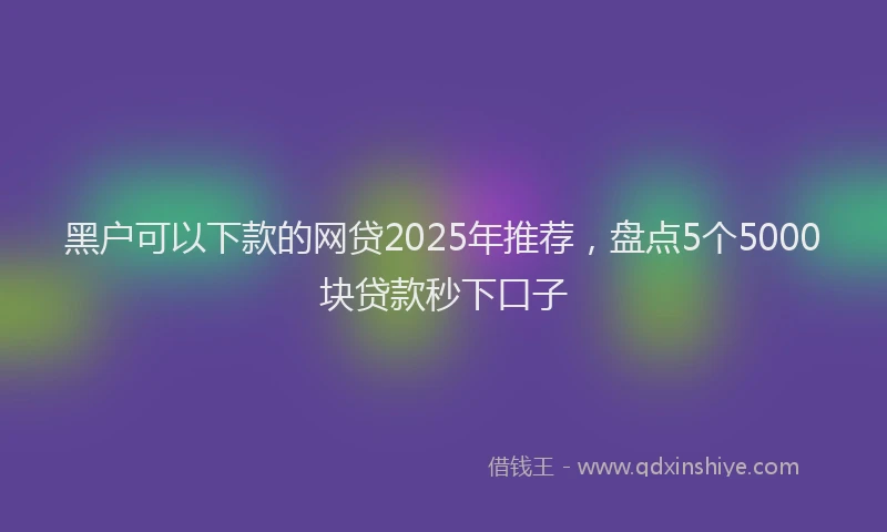 黑户可以下款的网贷2025年推荐，盘点5个5000块贷款秒下口子