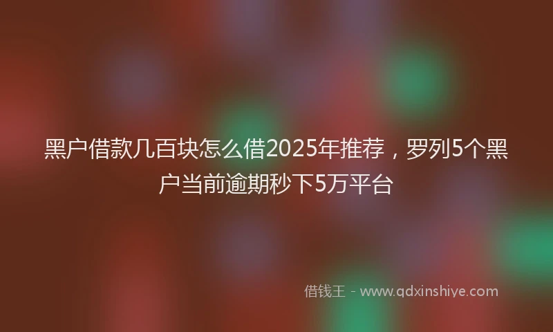 黑户借款几百块怎么借2025年推荐，罗列5个黑户当前逾期秒下5万平台