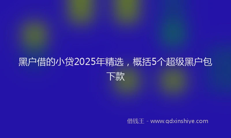 黑户借的小贷2025年精选，概括5个超级黑户包下款