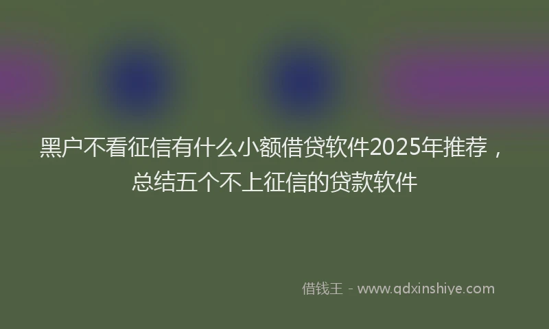 黑户不看征信有什么小额借贷软件2025年推荐，总结五个不上征信的贷款软件