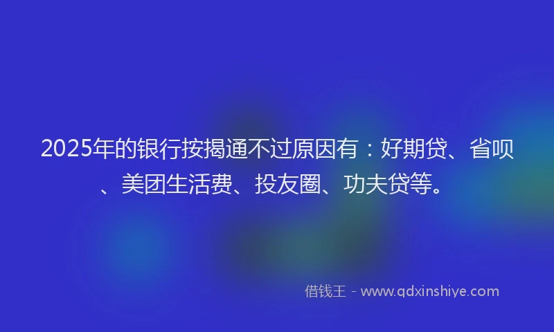 2025年的银行按揭通不过原因有：好期贷、省呗、美团生活费、投友圈、功夫贷等。
