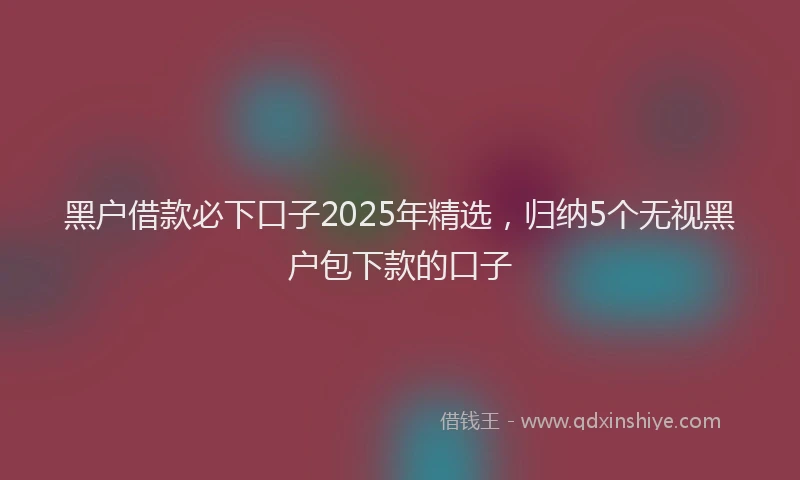 黑户借款必下口子2025年精选，归纳5个无视黑户包下款的口子