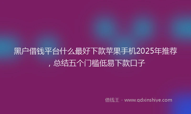 黑户借钱平台什么最好下款苹果手机2025年推荐，总结五个门槛低易下款口子