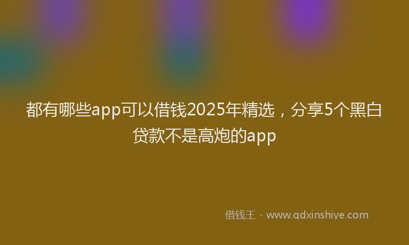 都有哪些app可以借钱2025年精选，分享5个黑白贷款不是高炮的app
