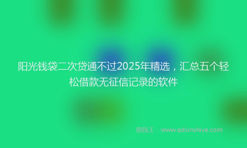 阳光钱袋二次贷通不过2025年精选，汇总五个轻松借款无征信记录的软件