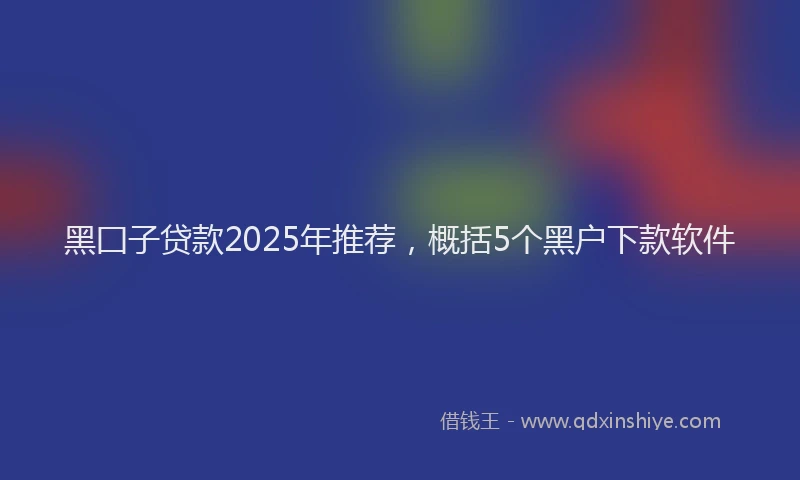 黑囗子贷款2025年推荐，概括5个黑户下款软件