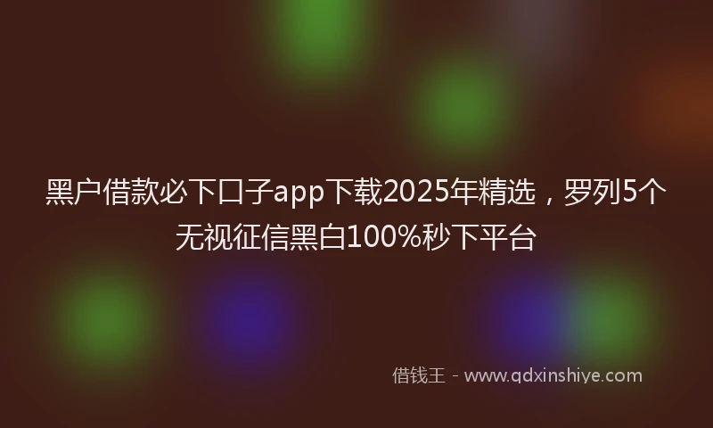 黑户借款必下口子app下载2025年精选，罗列5个无视征信黑白100%秒下平台