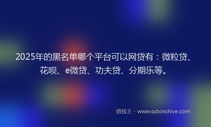 2025年的黑名单哪个平台可以网贷有：微粒贷、花呗、e微贷、功夫贷、分期乐等。