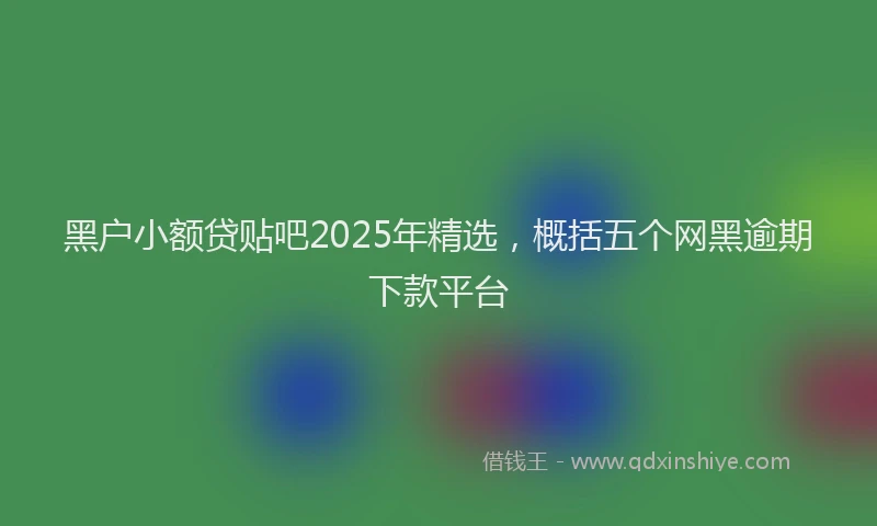 黑户小额贷贴吧2025年精选，概括五个网黑逾期下款平台