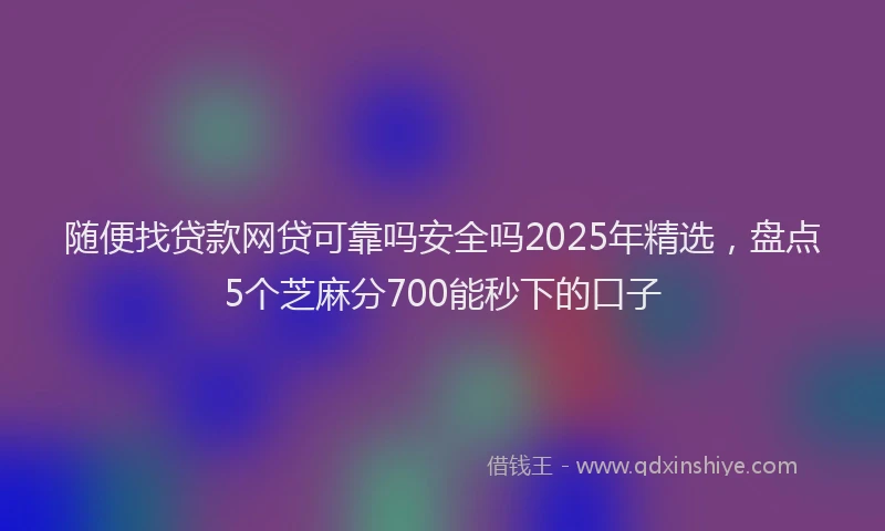随便找贷款网贷可靠吗安全吗2025年精选，盘点5个芝麻分700能秒下的口子