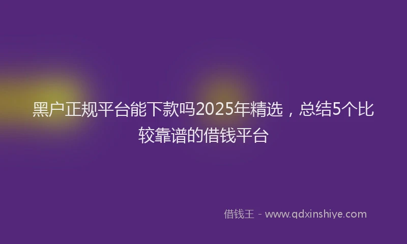 黑户正规平台能下款吗2025年精选，总结5个比较靠谱的借钱平台