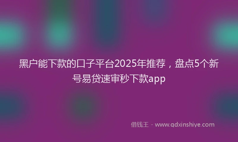 黑户能下款的口子平台2025年推荐，盘点5个新号易贷速审秒下款app