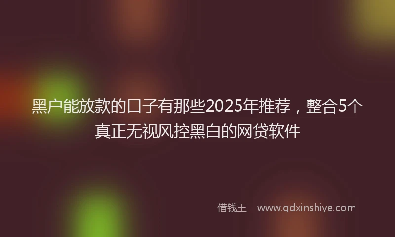 黑户能放款的口子有那些2025年推荐，整合5个真正无视风控黑白的网贷软件