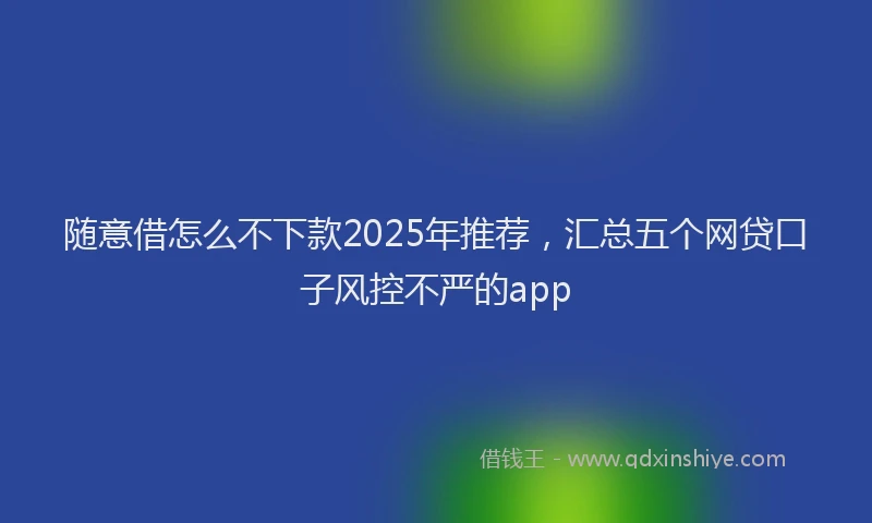 随意借怎么不下款2025年推荐，汇总五个网贷口子风控不严的app