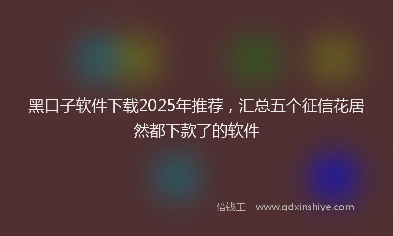 黑口子软件下载2025年推荐，汇总五个征信花居然都下款了的软件