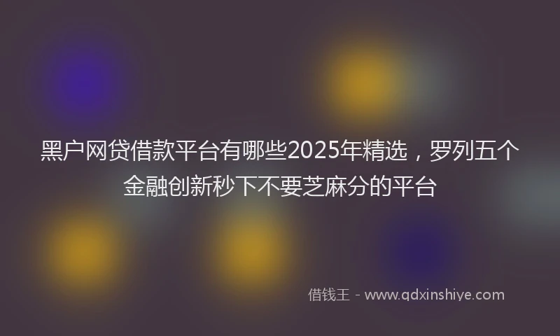 黑户网贷借款平台有哪些2025年精选，罗列五个金融创新秒下不要芝麻分的平台