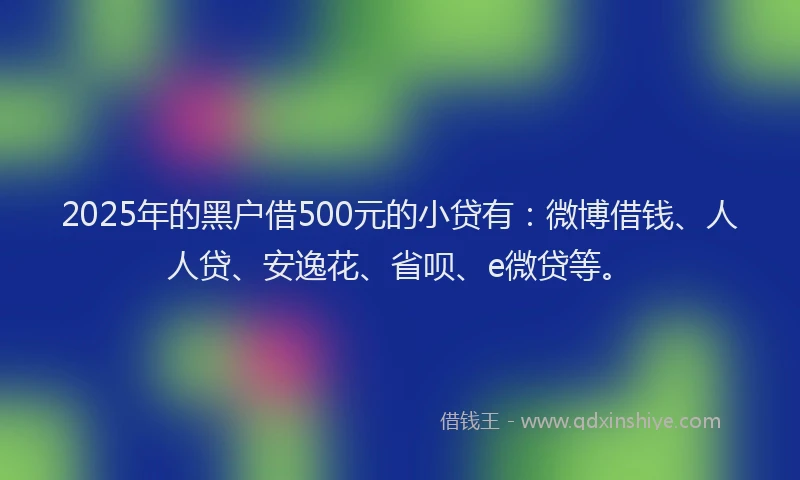 2025年的黑户借500元的小贷有：微博借钱、人人贷、安逸花、省呗、e微贷等。