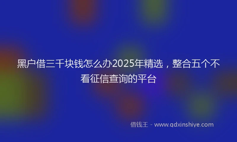 黑户借三千块钱怎么办2025年精选，整合五个不看征信查询的平台