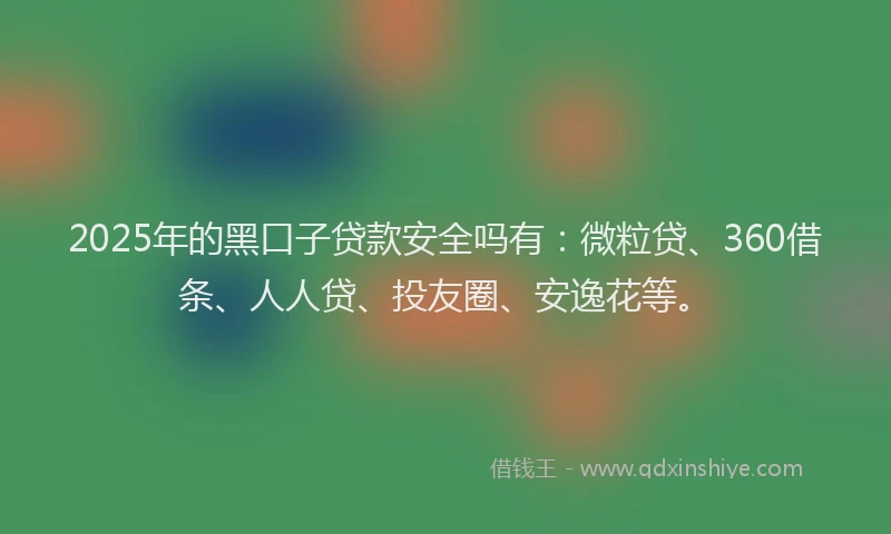 2025年的黑口子贷款安全吗有：微粒贷、360借条、人人贷、投友圈、安逸花等。
