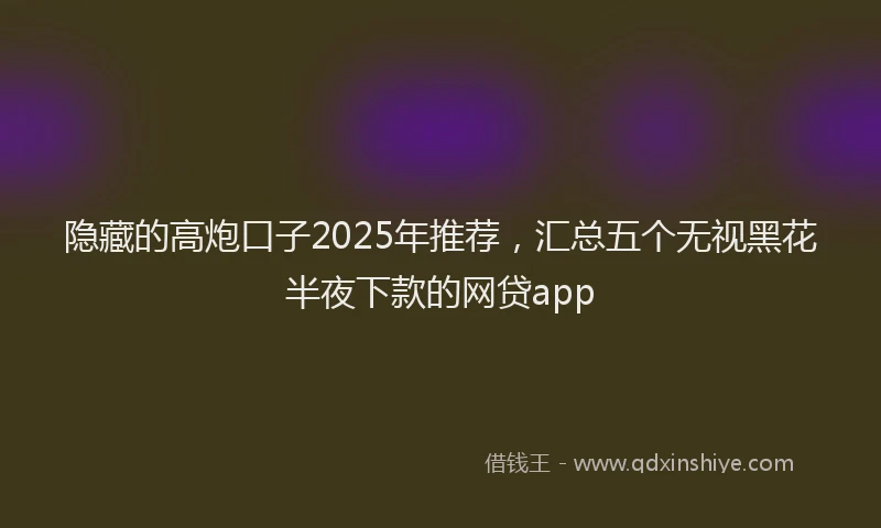 隐藏的高炮口子2025年推荐，汇总五个无视黑花半夜下款的网贷app