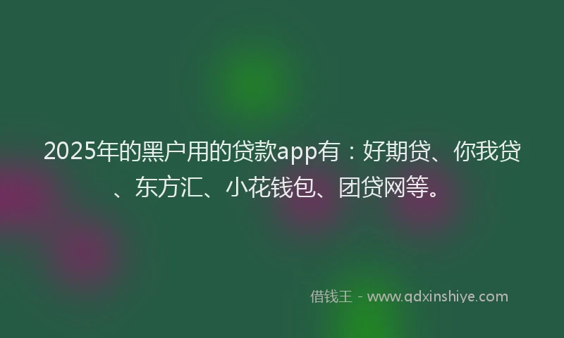 2025年的黑户用的贷款app有：好期贷、你我贷、东方汇、小花钱包、团贷网等。