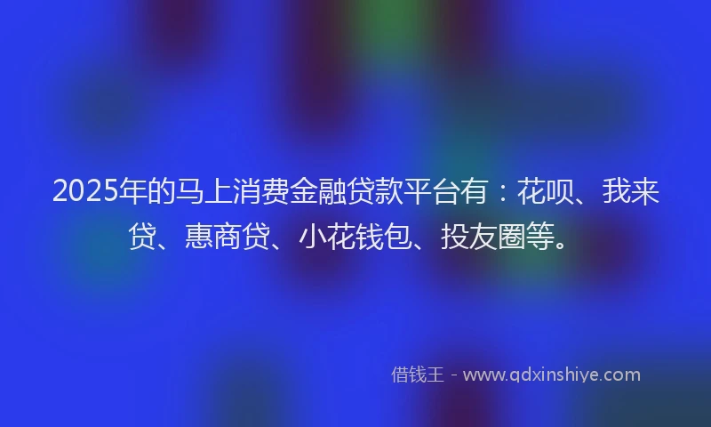 2025年的马上消费金融贷款平台有：花呗、我来贷、惠商贷、小花钱包、投友圈等。