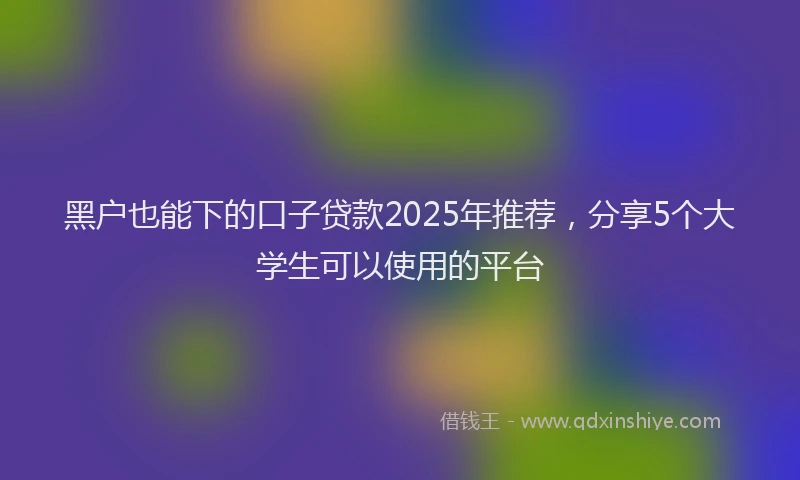 黑户也能下的口子贷款2025年推荐，分享5个大学生可以使用的平台