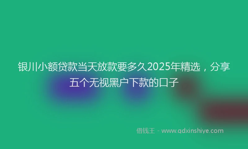 银川小额贷款当天放款要多久2025年精选，分享五个无视黑户下款的口子