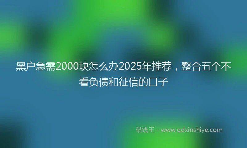 黑户急需2000块怎么办2025年推荐，整合五个不看负债和征信的口子