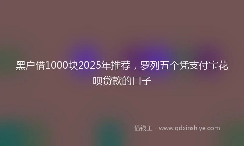 黑户借1000块2025年推荐，罗列五个凭支付宝花呗贷款的口子