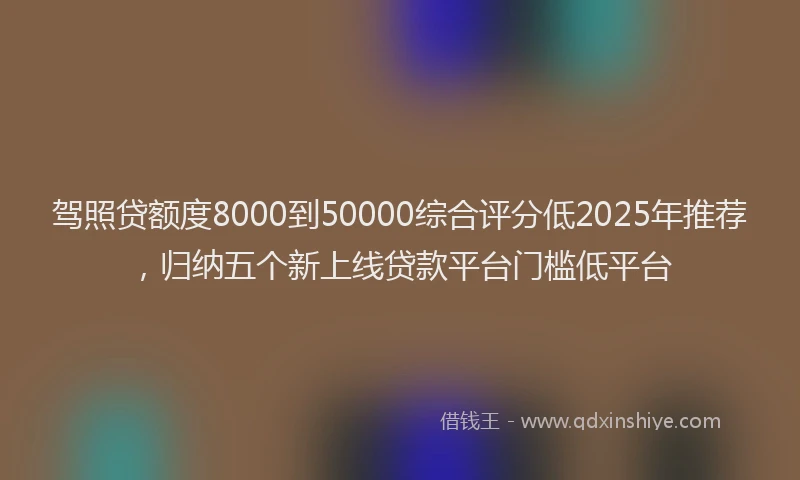 驾照贷额度8000到50000综合评分低2025年推荐，归纳五个新上线贷款平台门槛低平台