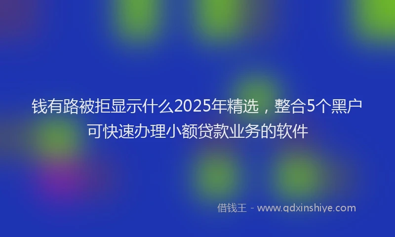 钱有路被拒显示什么2025年精选，整合5个黑户可快速办理小额贷款业务的软件