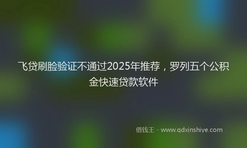 飞贷刷脸验证不通过2025年推荐，罗列五个公积金快速贷款软件