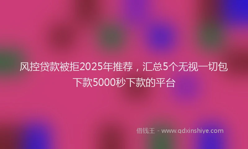 风控贷款被拒2025年推荐，汇总5个无视一切包下款5000秒下款的平台