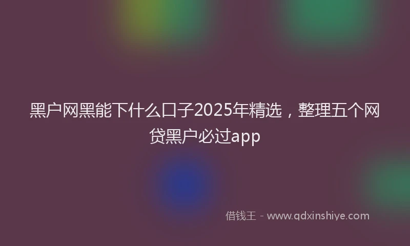 黑户网黑能下什么口子2025年精选，整理五个网贷黑户必过app