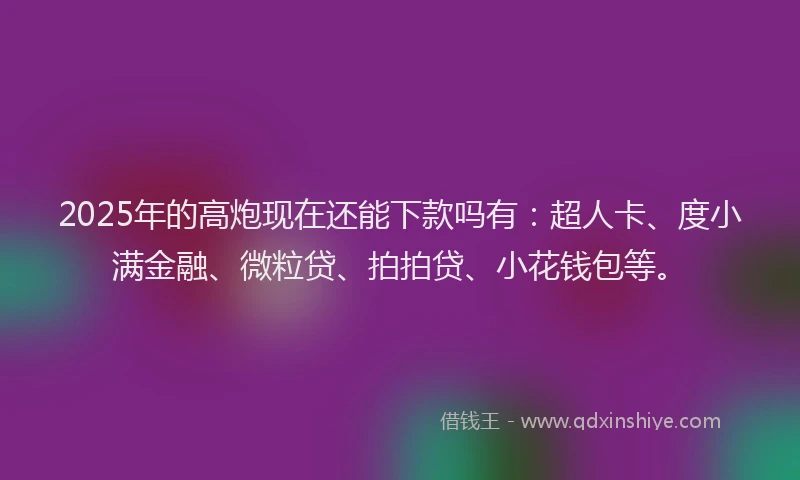 2025年的高炮现在还能下款吗有：超人卡、度小满金融、微粒贷、拍拍贷、小花钱包等。
