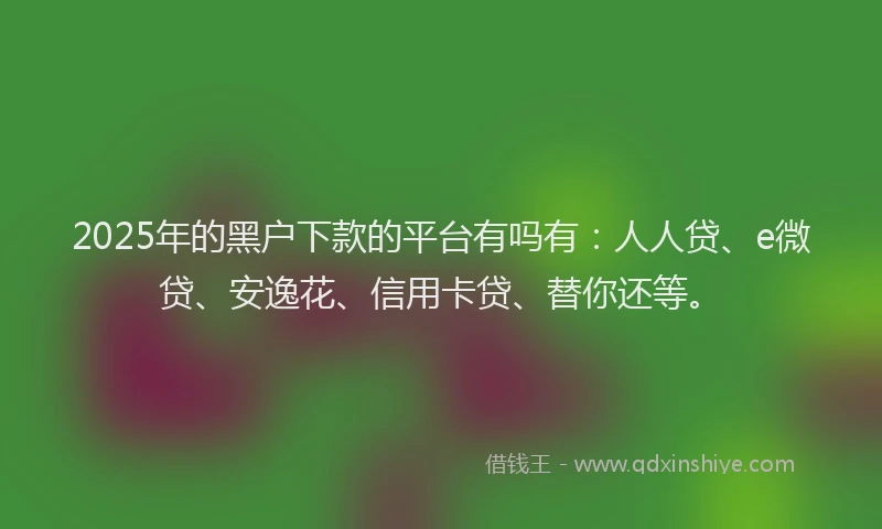 2025年的黑户下款的平台有吗有：人人贷、e微贷、安逸花、信用卡贷、替你还等。