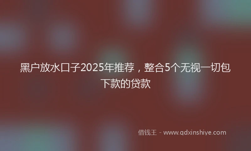 黑户放水口子2025年推荐，整合5个无视一切包下款的贷款